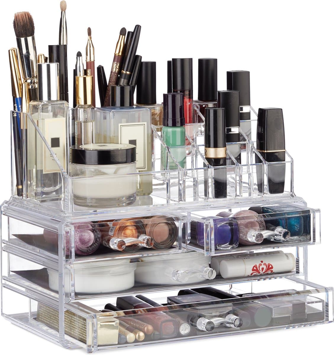 Make-up Organizer - Tweedelig - Cosmetica Opbergdoos - Transparant (EAN: 4052025949396): Eerste indruk Ruimte en Structuur