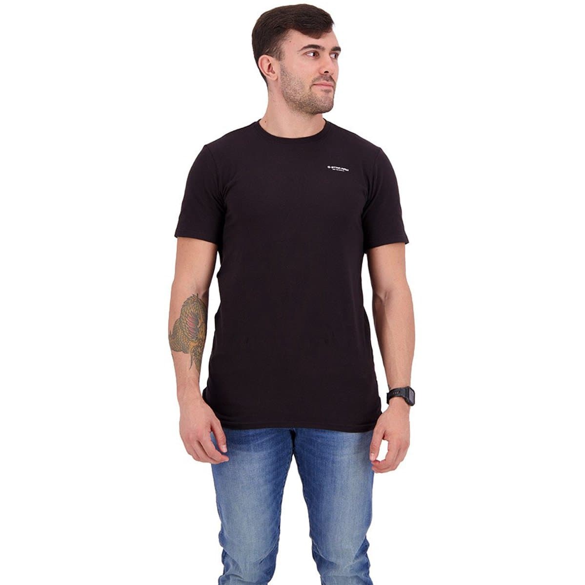 G-Star Raw Slim Base R T S\s Polo's & T-shirts Heren - Polo shirt - Zwart - Maat L (EAN: 8719771669966)