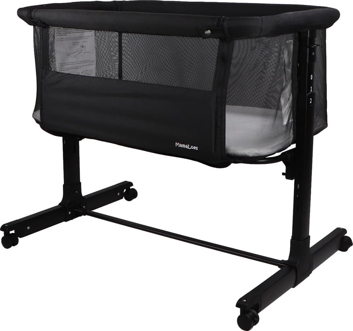 MamaLoes Co-Sleeper op Wielen - Met Matras - Verstelbaar - Babybedje - Meegroeibed - - Noé Zwart - Wieg aan Bed (EAN: 8721003403866): De Hadde Bijgedragen
