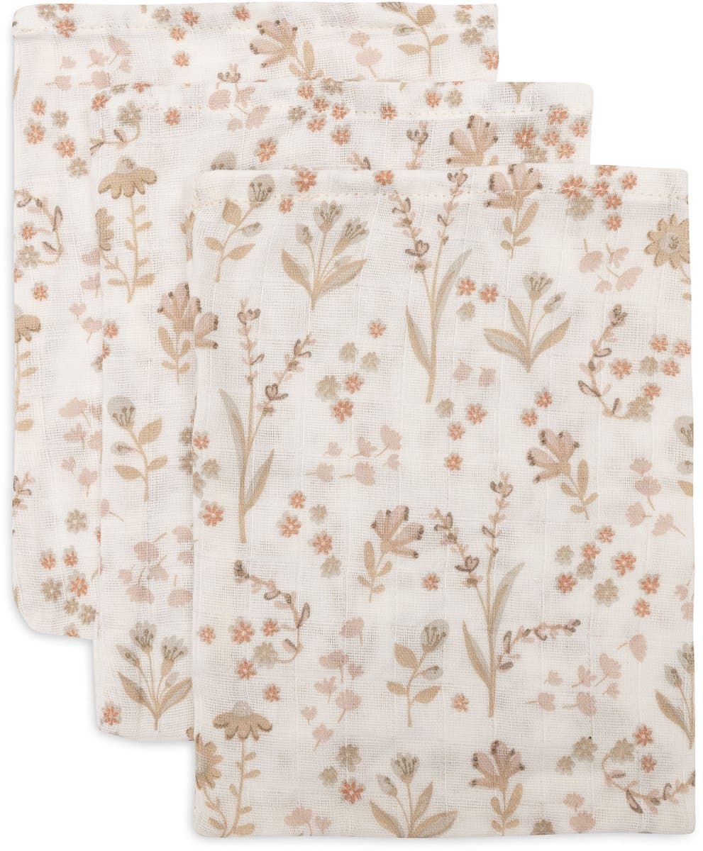 Jollein Baby Hydrofiel Washandje 15x20cm - Baby Washandje - Bloomy - 3 Stuks (EAN: 8717329393363)