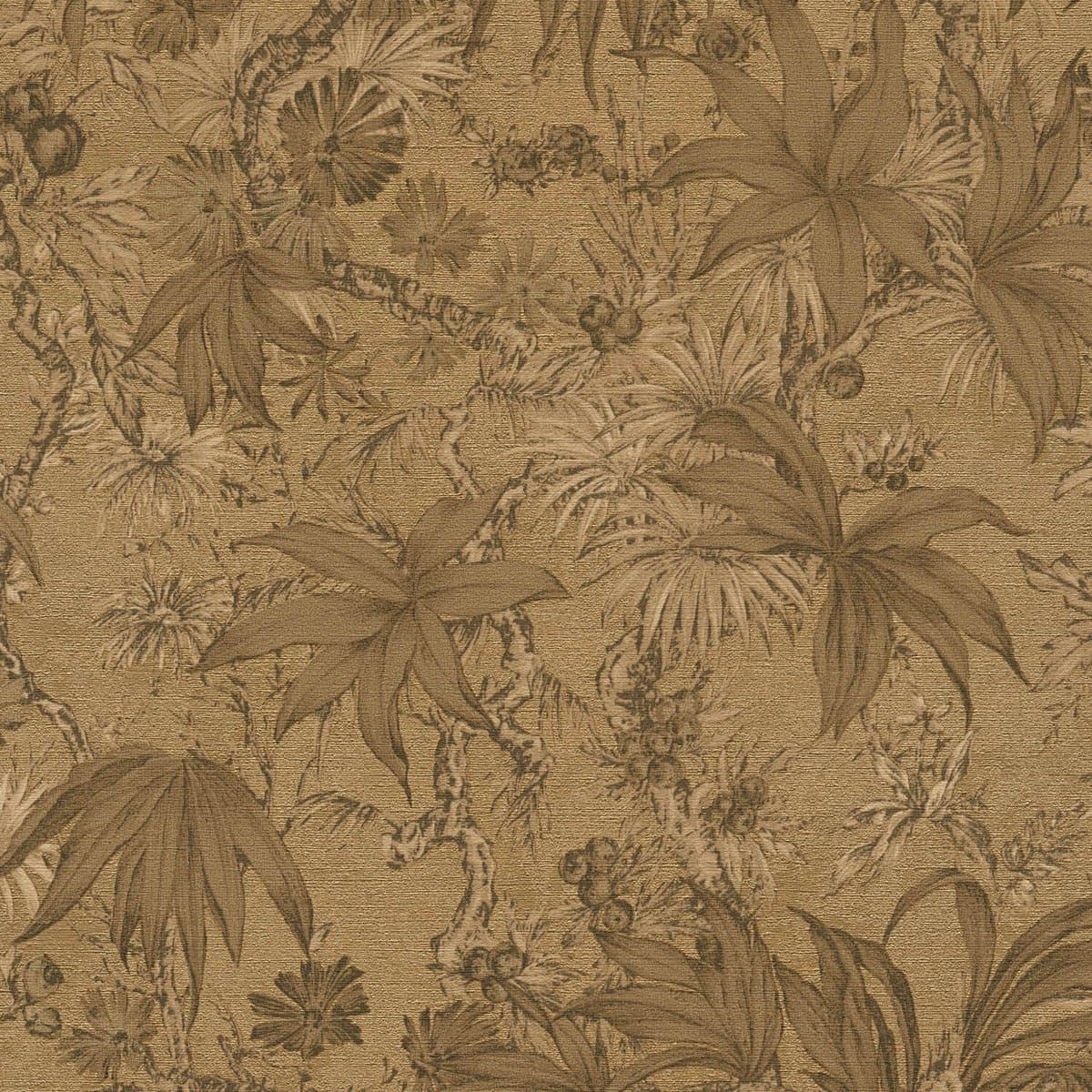 Exclusief luxe behang Profhome 790472-GU vliesbehang hardvinyl warmdruk in reliëf licht gestructureerd met bloemmotief en metallic effect goud grijsbeige groenbruin 5,33 m2 (EAN: 4255740722217): Een vleugje hotel-chic in eigen huis ✨