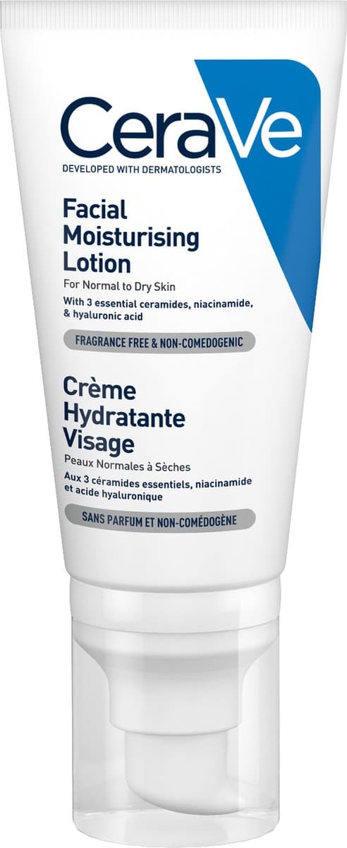 CeraVe Hydraterende Gezichtscrème - voor de Normale tot droge huid - met 3 Essentiële Ceramiden en Niacinamide - 52ml (EAN: 3337875597449): De "Heilige Graal" voor na het klussen 🛠️✨