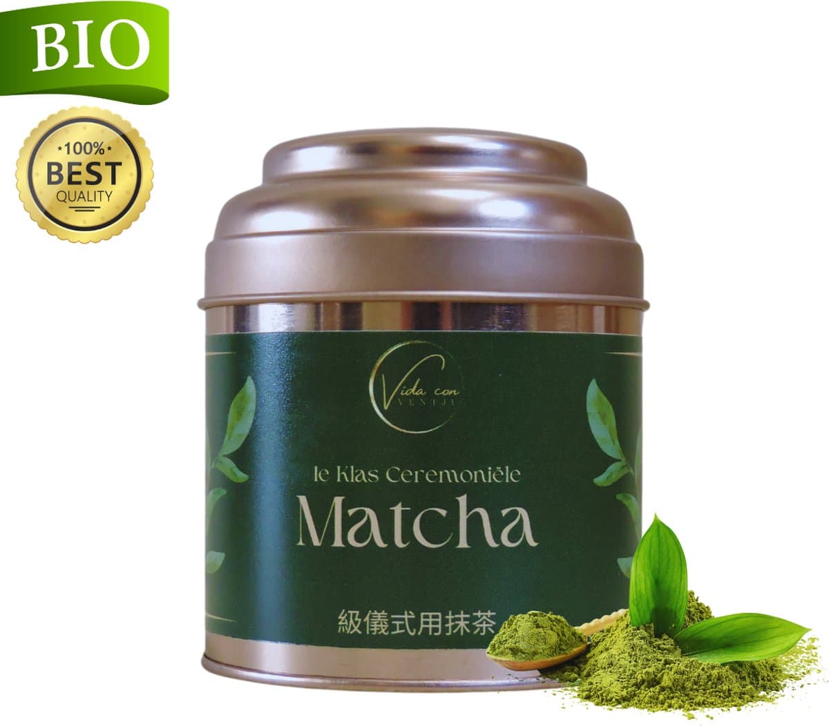Ventji® Ceremoniële Matcha - Matcha Poeder 50g - 100% Bio - Vershoud Blik - Inclusief Gratis E-Book (EAN: 8721161112297)
