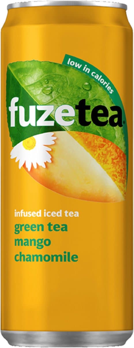 Frisdrank fuze tea green mango chamom blik 330ml - 24 stuks (EAN: 5000112659849)