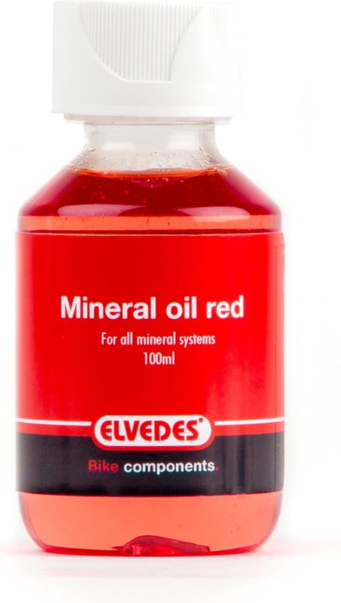 Elvedes Minerale olie voor hydraulische schijfremmen - 250 ml - rood (EAN: 8716706015850): Younie gaat mee met het systeem