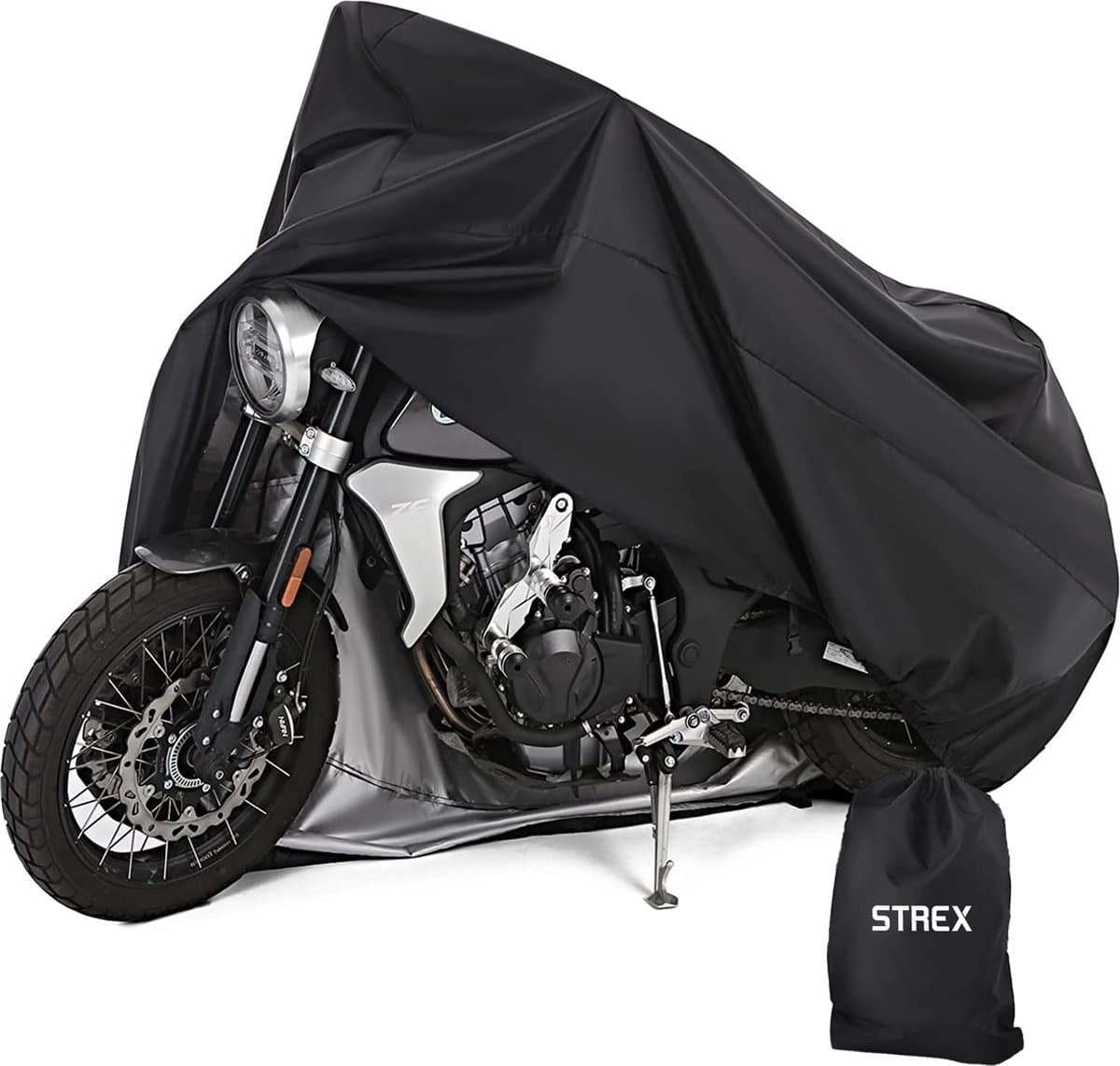 Strex Scooterhoes / Motorhoes Universeel voor alle Scooters / Motors - Waterdicht 300D Oxford - Geschikt voor Windscherm - Scooter Hoes - Motor Hoes - Incl. Opbergzak (EAN: 8719325619928)