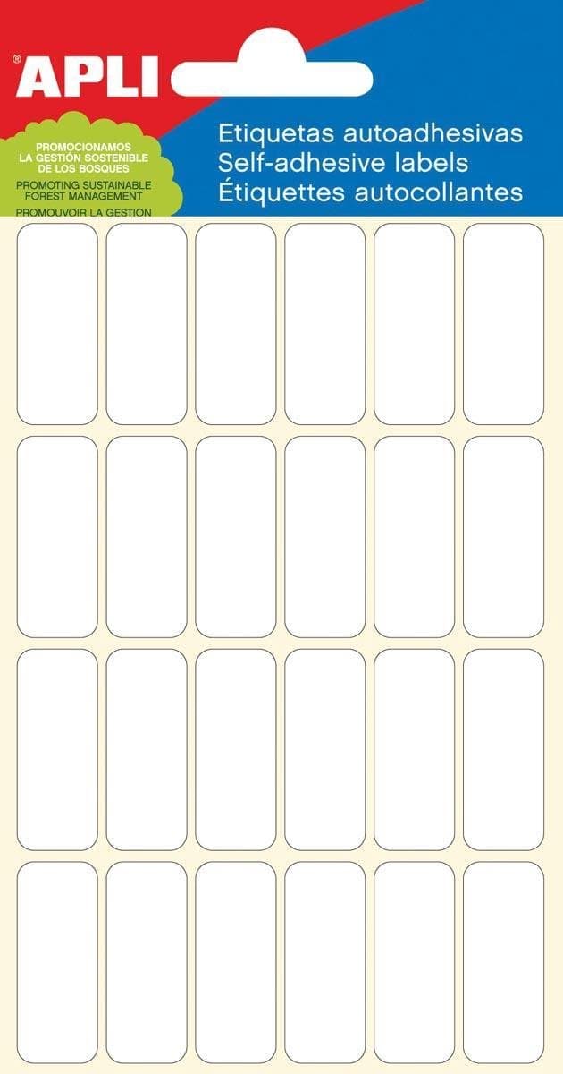 Apli etiketten - Wit - 12 x 30 mm - 144 stuks - 24 per blad (EAN: 8410782026716)