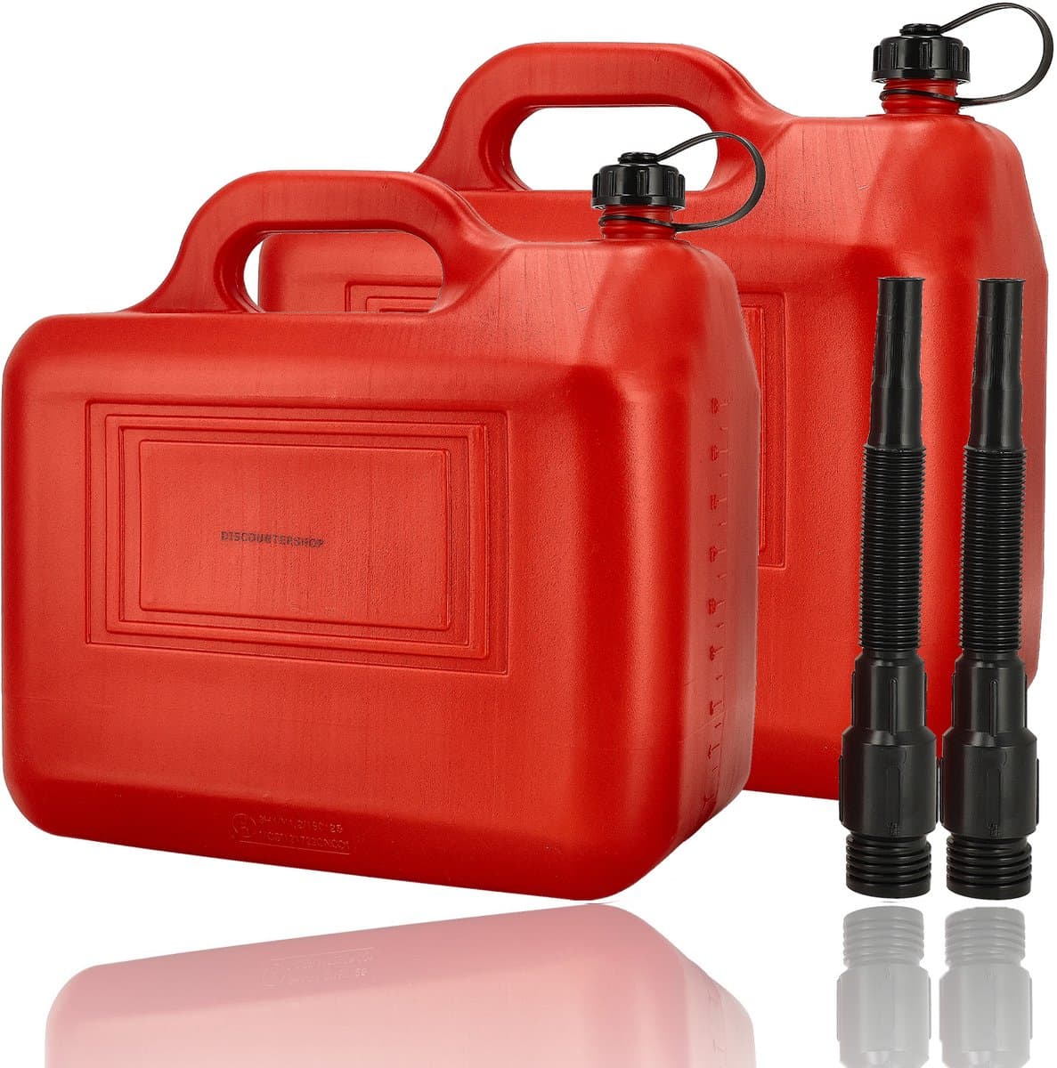 Jerrycans 20 Liter Rood -Set van 2- Met Trechter Tuit en Vulslang- benzinetank -Voor diesel en benzine - Brandstof jerrycans (EAN: 8720572681217)