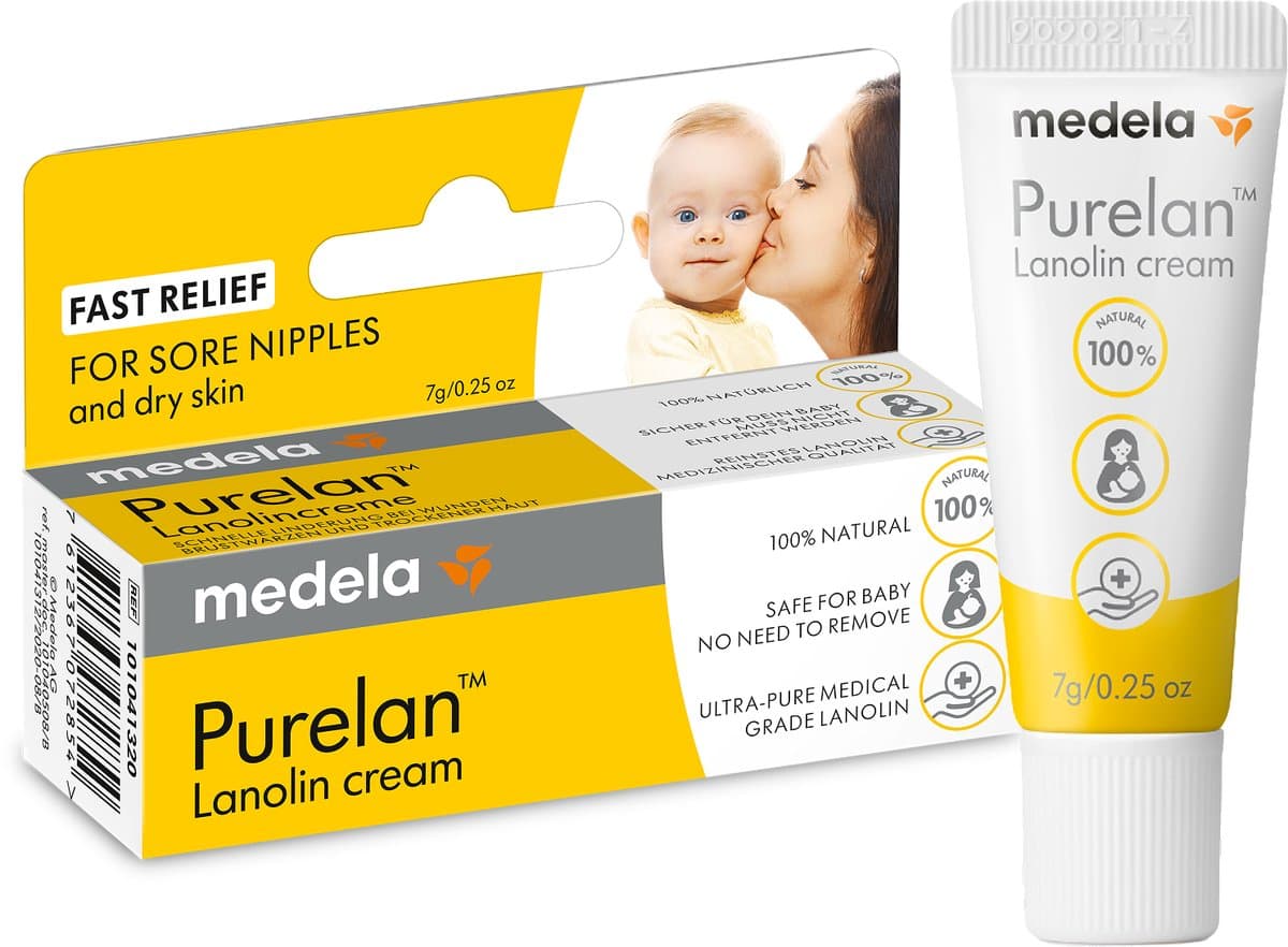 Medela Purelan Tepelzalf - Lanoline tepelcrème - snelle verlichting bij pijnlijke tepels - Tube 7gr (EAN: 7612367072854)