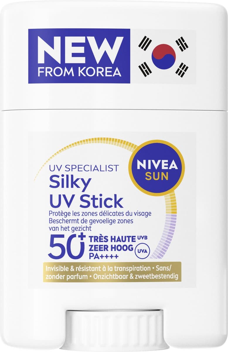 NIVEA SUN UV Face Silky Zonnebrand Stick Gezicht SPF 50+ - Zonnestick Niet vet & Onzichtbaar - Waterbestendig Sunstick - Ademende bescherming - Korean Skincare: De zoektocht naar de perfecte bescherming (zonder vette vingers!)