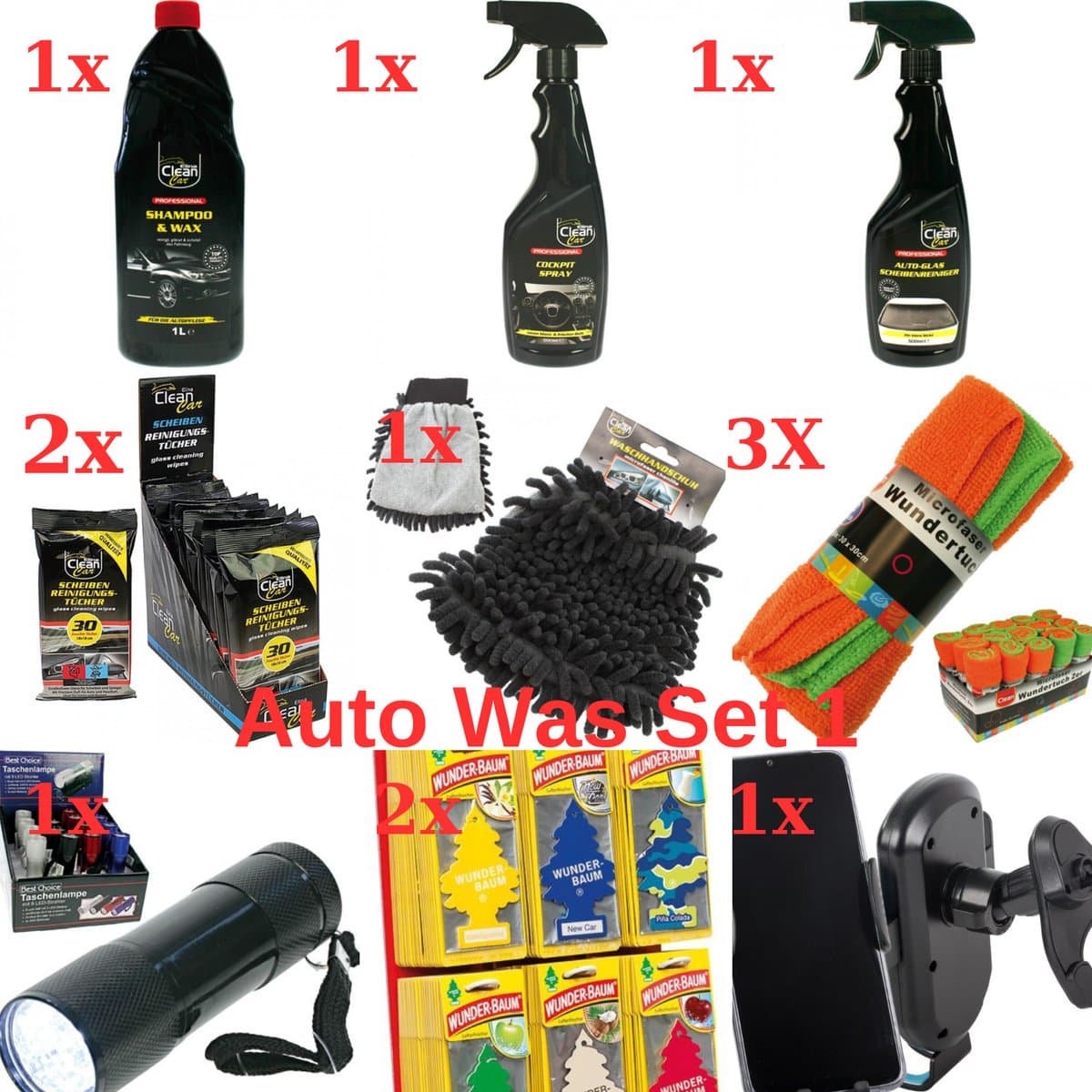 Elina Clean Car-Auto Was Set-Auto Schoonmaak Set-Auto Schoonmaak Producten-Car Cleaning Set-Auto Accessories-Auto Wax-Auto Poets Set (EAN: 8720986790628)