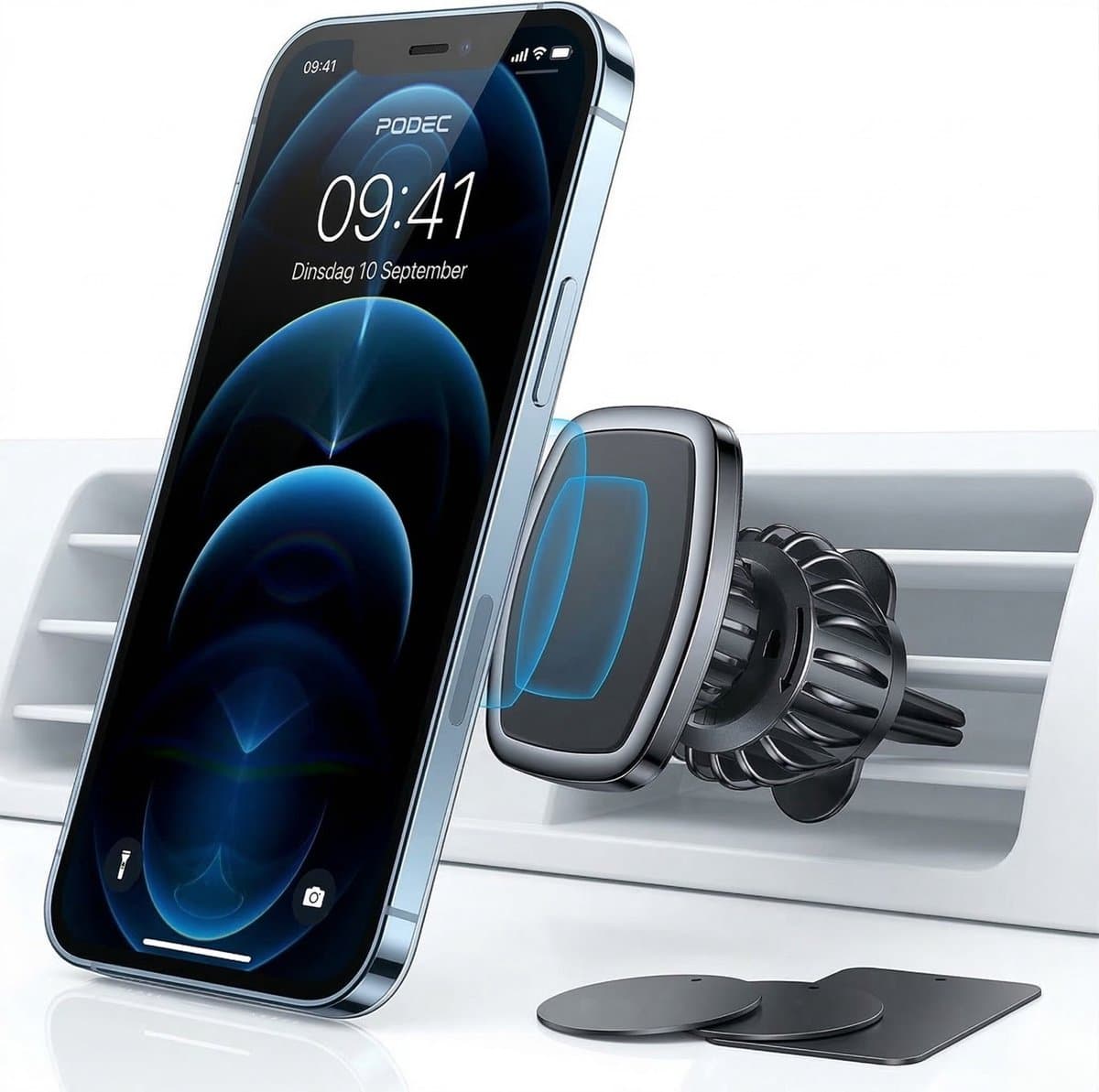 Podec Magnetische Telefoonhouder Auto - Ventilatierooster Smartphone Houder - Universeel - Extra Sterk - Zwart (EAN: 8720726180726)