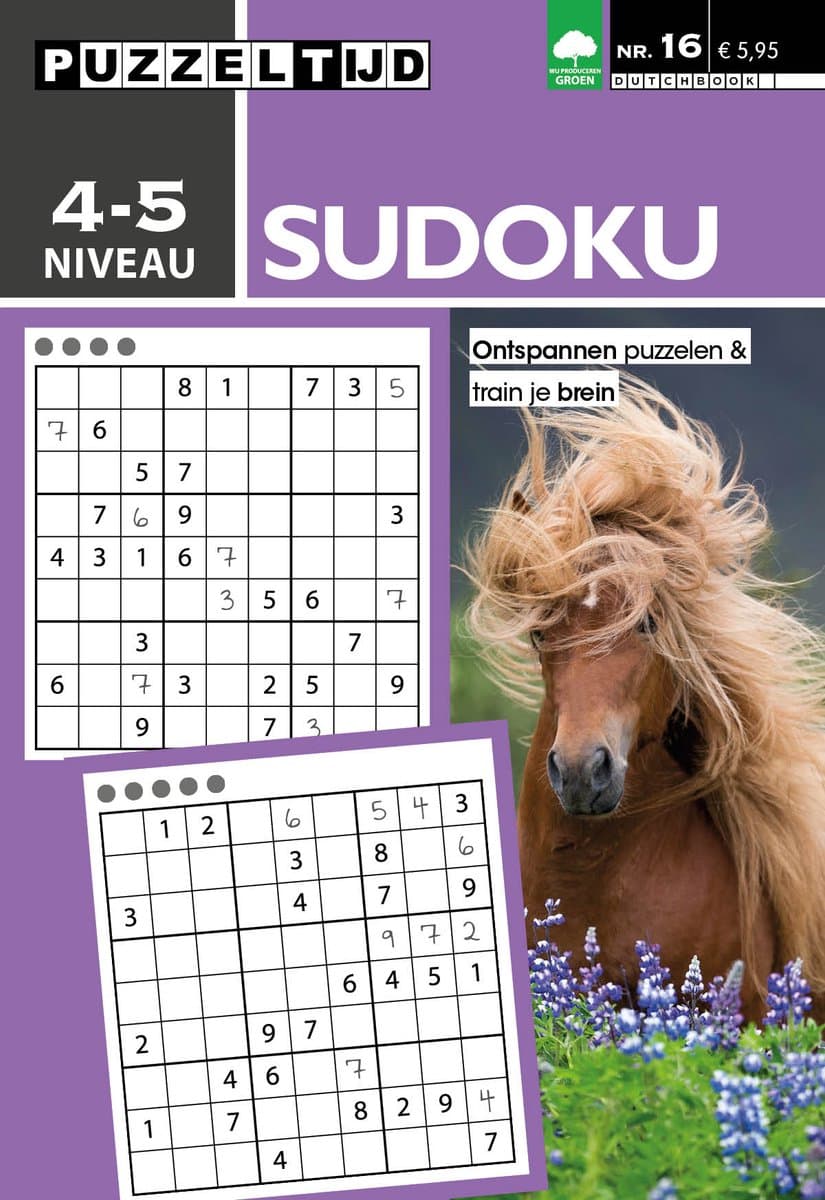 Puzzeltijd Sudoku Puzzelboek – Niveau 4–5 Sterren – 96 Pagina’s Voor de echte Puzzelaar (EAN: 8710835875668)