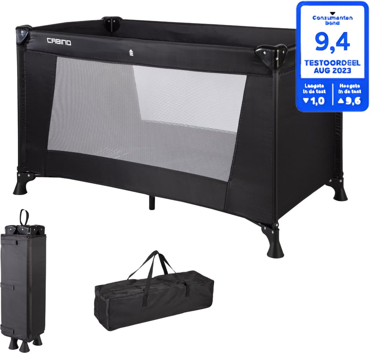 Cabino Campingbedje / Reisbedje Opvouwbaar – 120 x 60 cm - Zwart (EAN: 8720289219604)