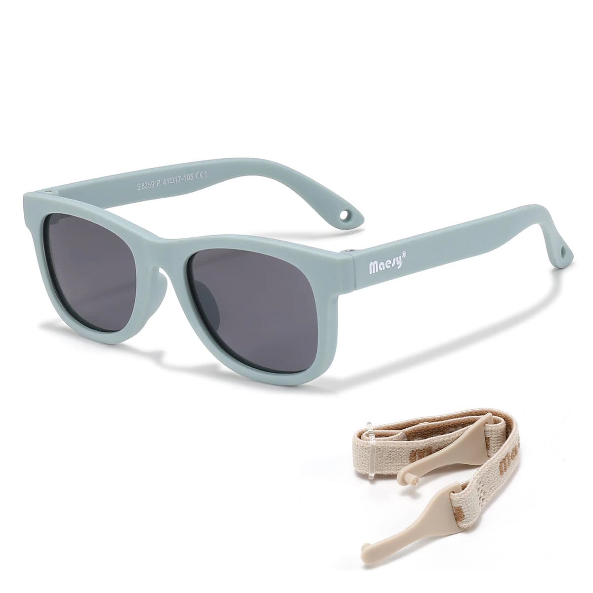 Maesy Baby Zonnebril Indi – 0 t/m 2 Jaar - Elastiek - Flexibel - UV400 Bescherming - Zonnebril Kind - Licht Blauw (EAN: 8720726947039)