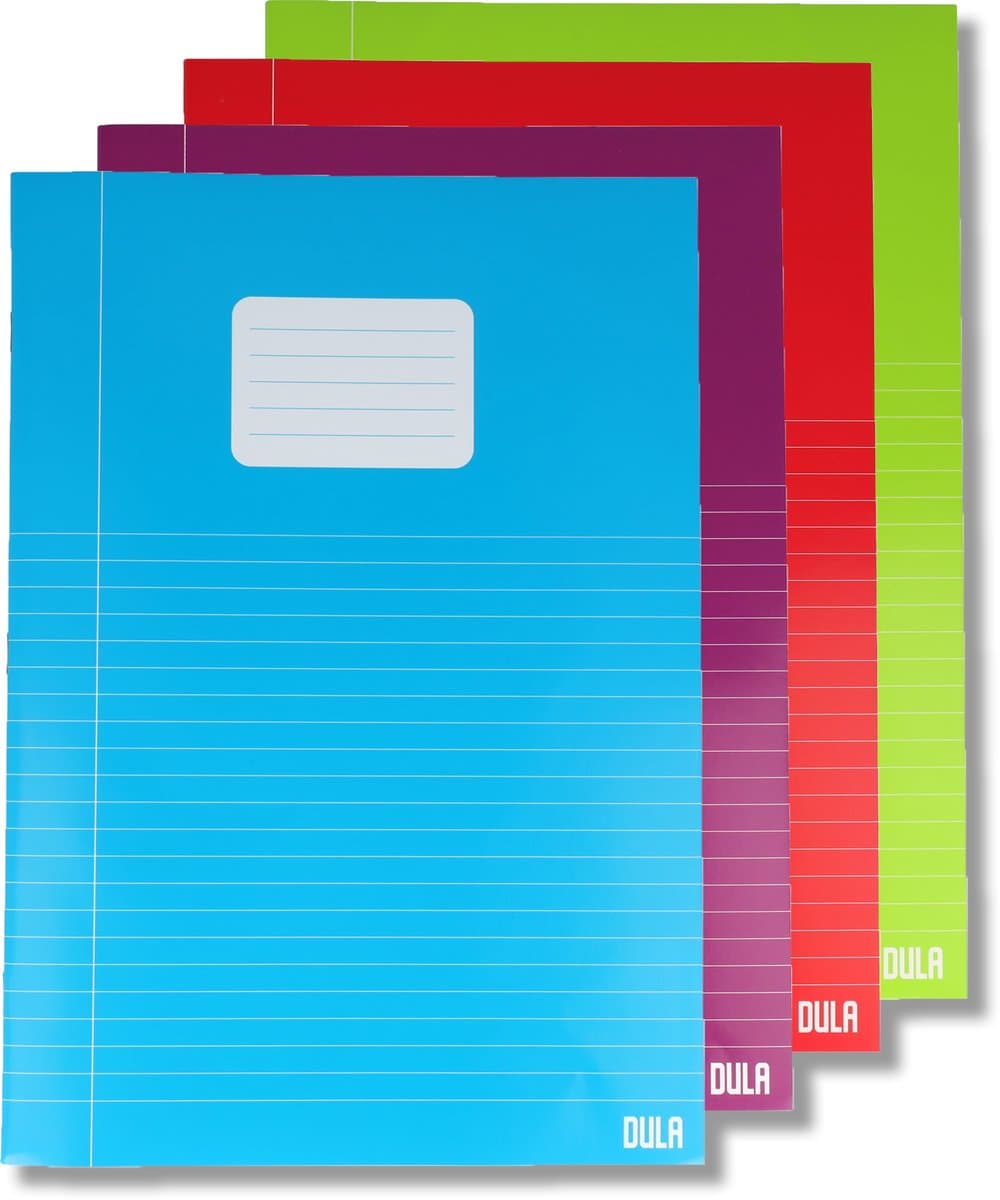 Schriften A4 formaat Lijn - Vrolijk gekleurd - 5 pak - Schoolschrift gelijnd - DULA (EAN: 8720847682420)
