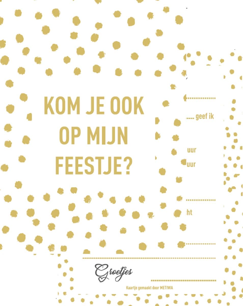 METIWA - Uitnodiging Kinderfeestje Stippen - 10 stuks - Uitnodigingskaarten - Uitnodiging Verjaardag - Uitnodiging Kinderfeestje - Uitnodiging Stippen (EAN: 8720769031924)
