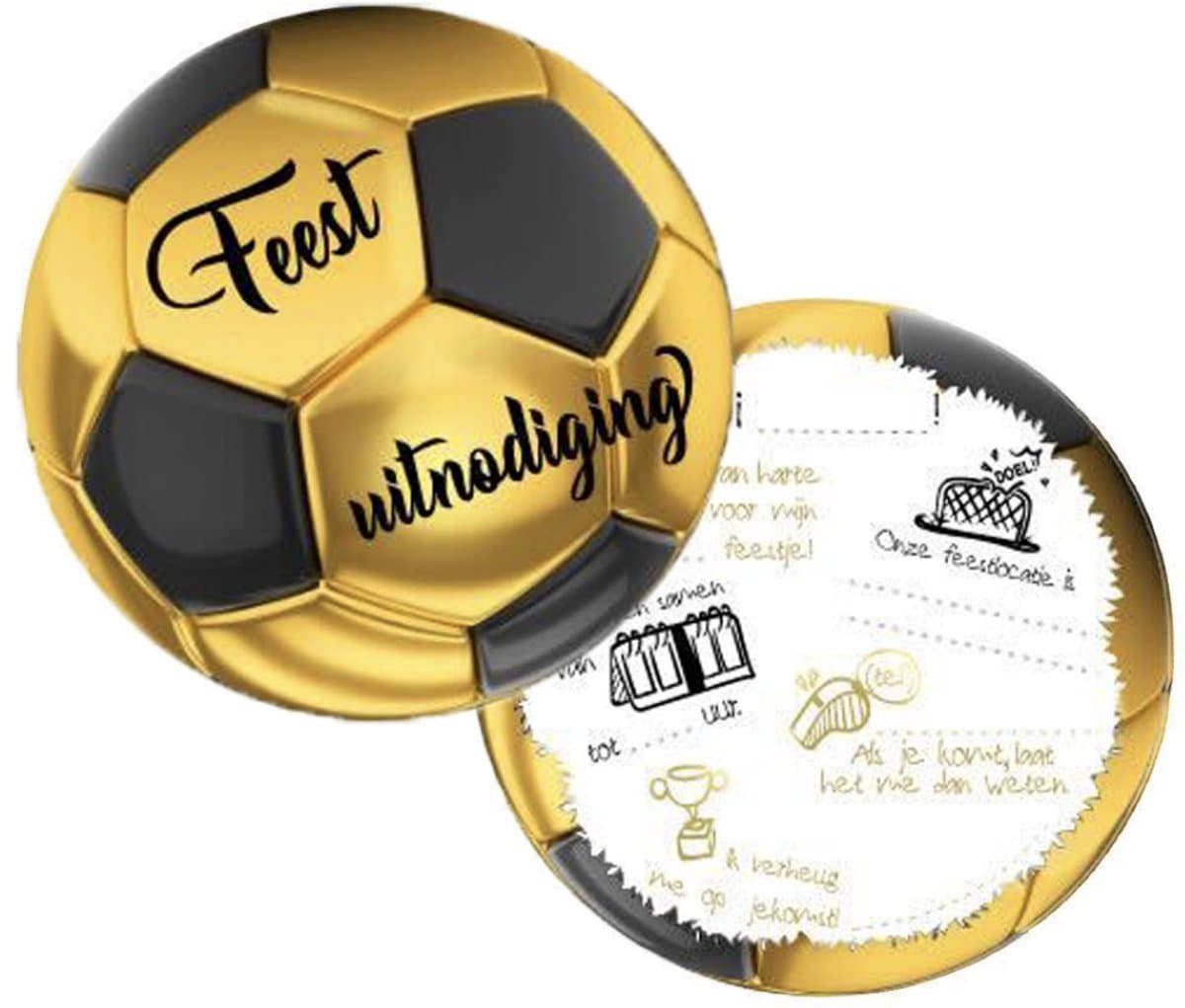 Uitnodigingen kinderfeestje + Enveloppen + stickers 12 stuks - Thema Gouden Voetbal - Uitnodigingskaarten - Uitnodiging verjaardag - Uitnodigingen kinderfeestje Jongen of Meisje (EAN: 8721317502279)