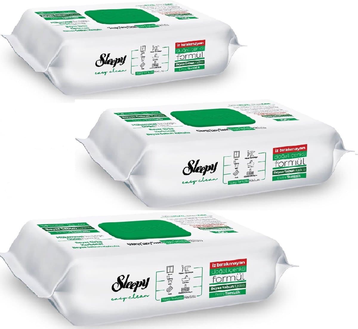 Sleepy 3-Pakket, Sleepy Easy Clean Schoonmaak Doekjes (100 doekjes) Streeploos Schoon, Frisse Geur, 0% Parabeen en Chloor-Geschikt voor Ramen, Badkamer, Electronica, Elke soort Vloeren enz.) (EAN: 7434944127135)