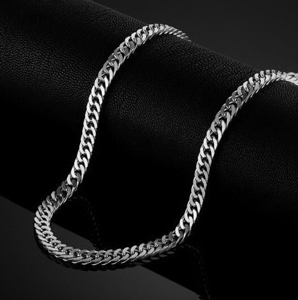 Klassieke Heren Ketting Zilver kleurig - Staal - 6mm - Kettingen - Schakelketting - Valentijnsdag - Valentijn Cadeautje voor Hem (EAN: 8720572088856)