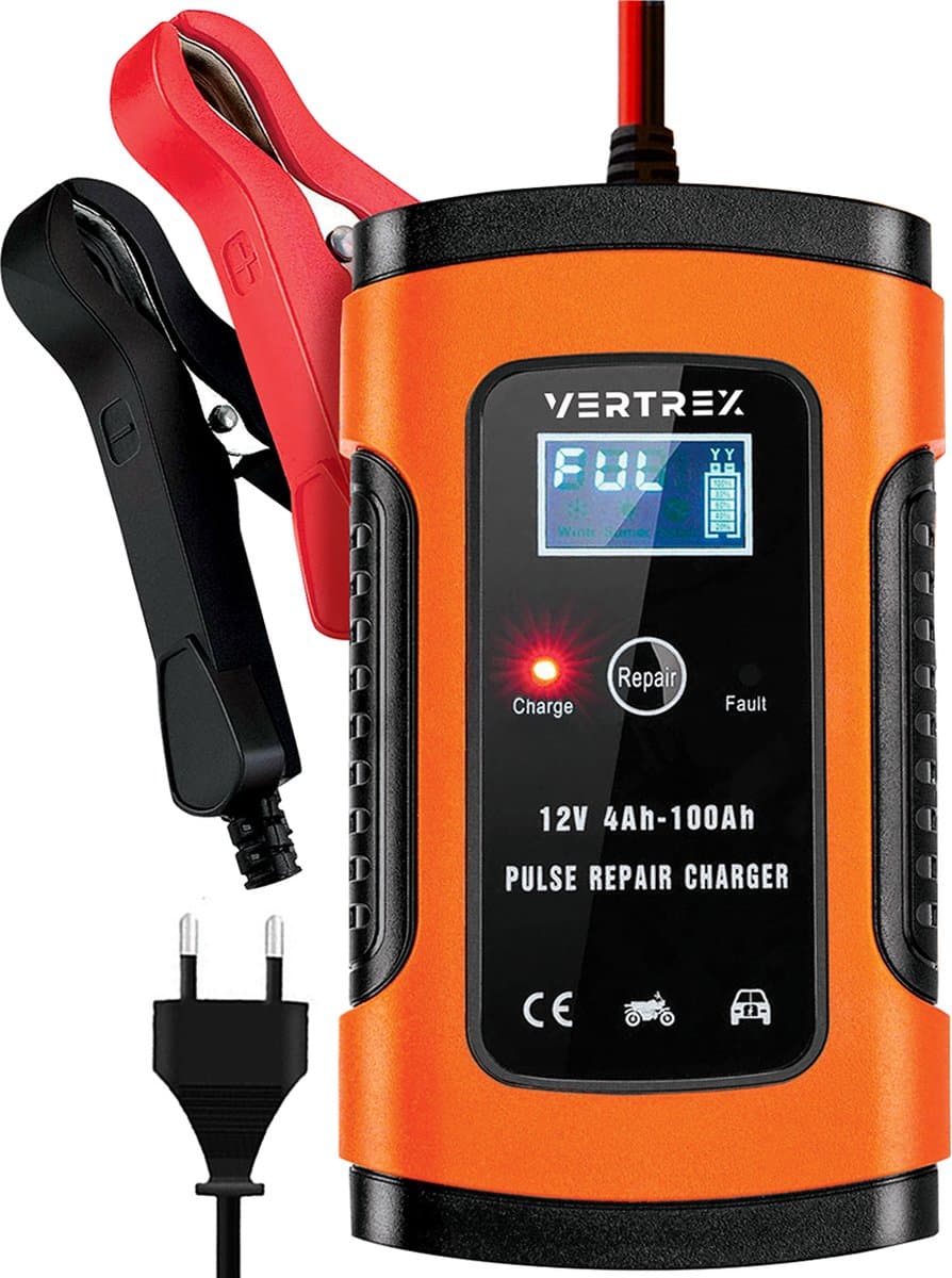 VERTREX Acculader - Druppellader - Geschikt voor Motor Auto Scooter - 12V 6A (EAN: 8720256585152)