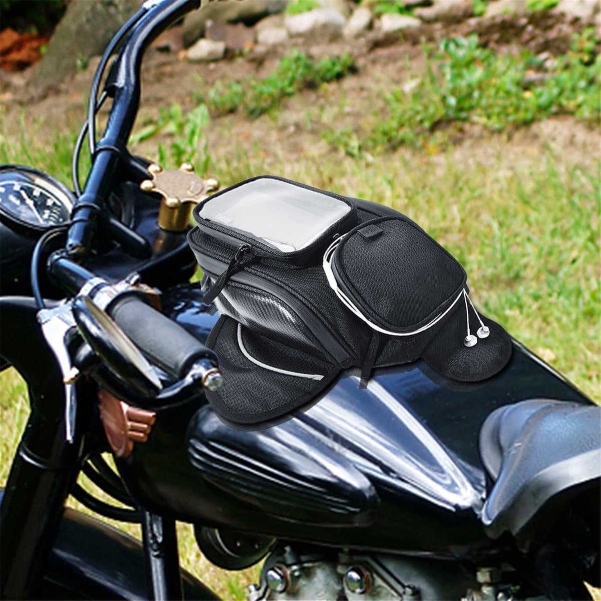 CHIWIN Waterdichte Magnetische Tanktas Motor – Motorfiets Tas met Touchscreen Venster, Opbergvak & Schouderband – Universele Motor Opbergtas voor Heren & Dames, Geschikt voor Reizen, Dagelijks Gebruik & Toertochten (EAN: 0699346678808)