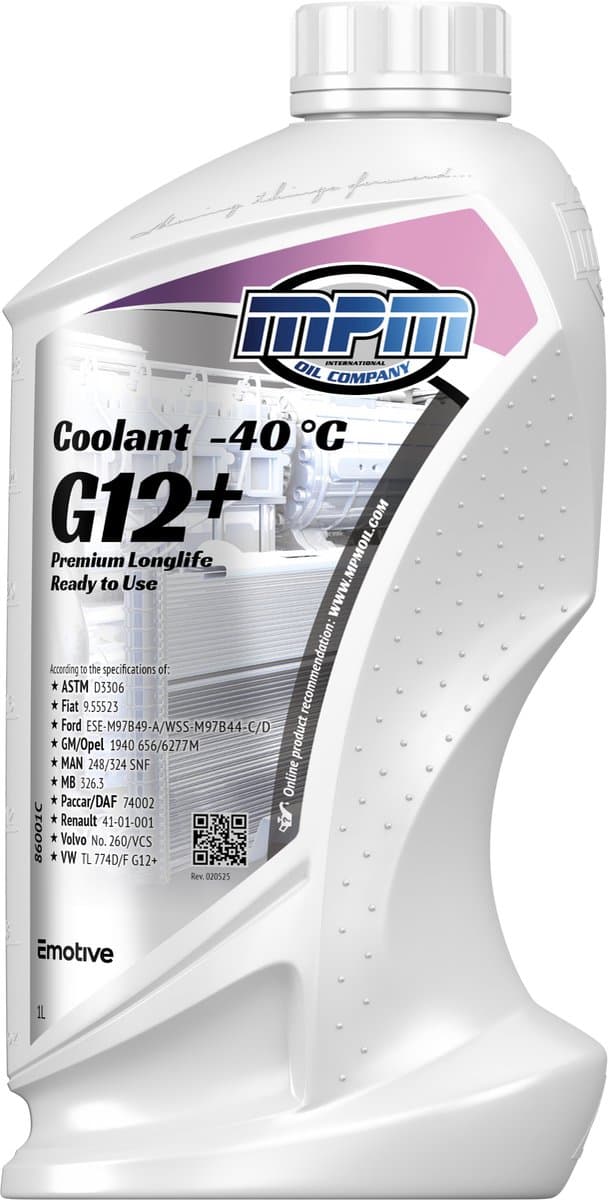MPM Koelvloeistof -40 graden G12+ - 1 liter (EAN: 8714293860051): Een koud, comfortabel gevoel