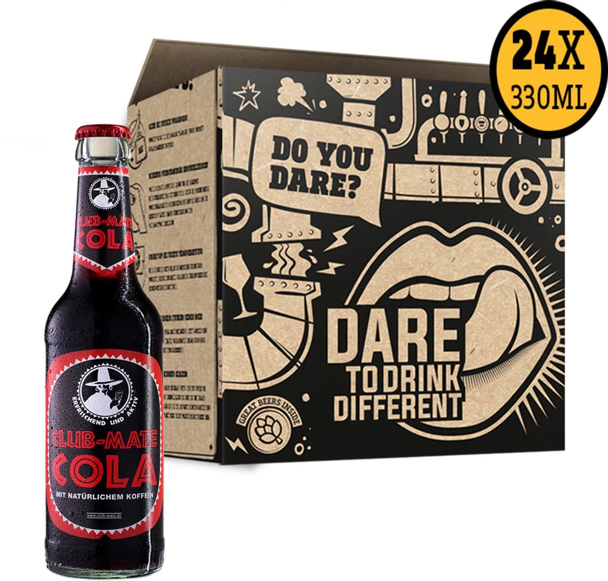 Club-Mate Cola Frisdrank - 24-pack Flesjes 33cl - Natuurlijke Cafeïne (EAN: 8721017850588)