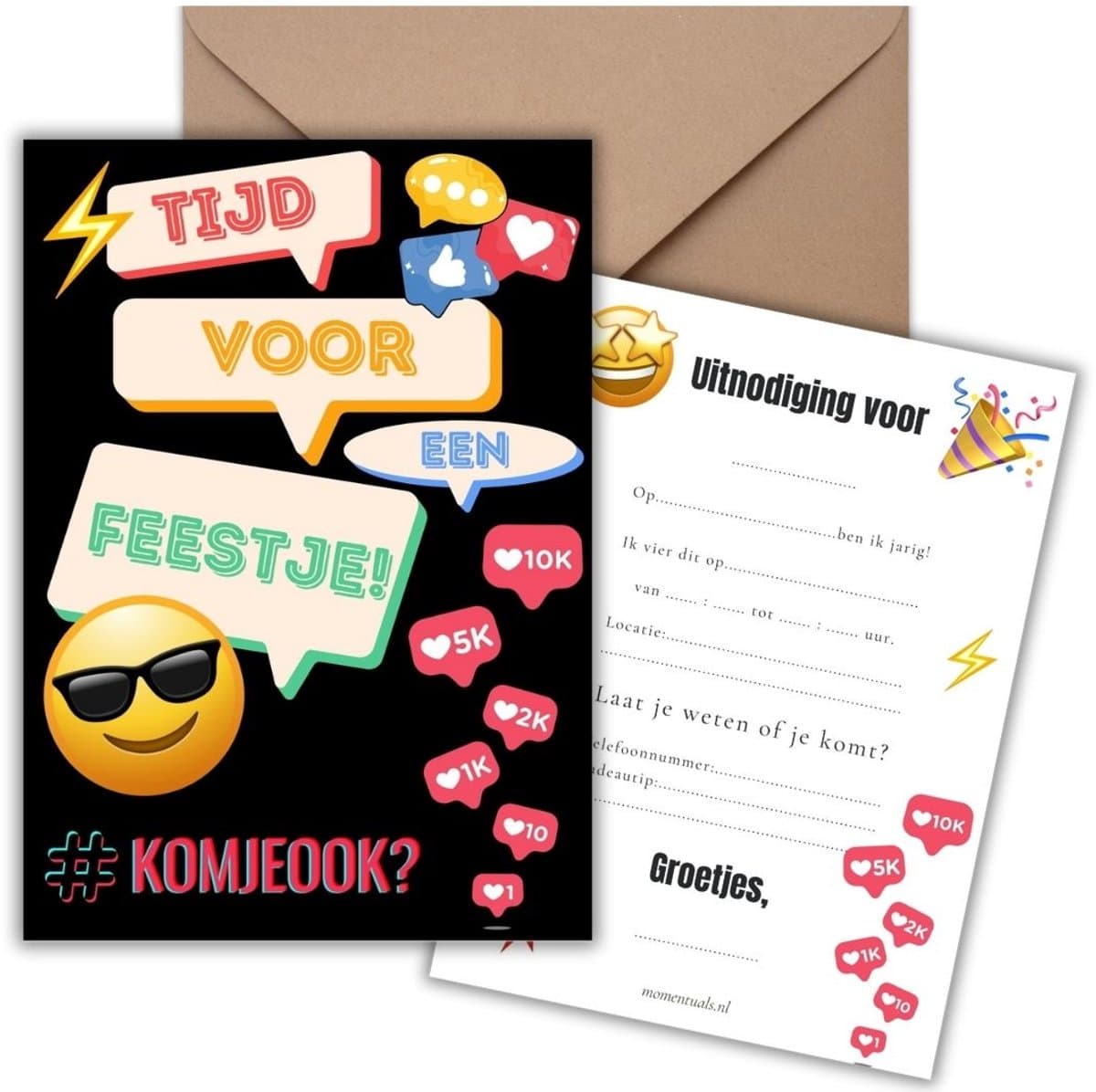 Uitnodiging Kinderfeestje 10 Kaarten + Enveloppen - Smiley - Jongen & Meisje – Uitnodigingskaarten - Beschrijfbaar – Verjaardag Kind (EAN: 8721161817505): Wat is dit precies