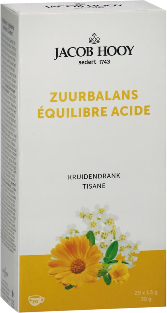 Jacob Hooy Zuurbalans thee - ontzuring kruidenthee - biologisch - 20ST (EAN: 8712053352228)