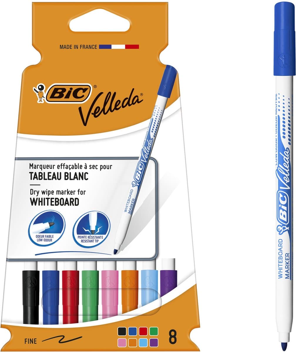 BIC Velleda - Whiteboard Stiften - Uitwisbaar - Stift - 8 Stuks (EAN: 3086123690370)