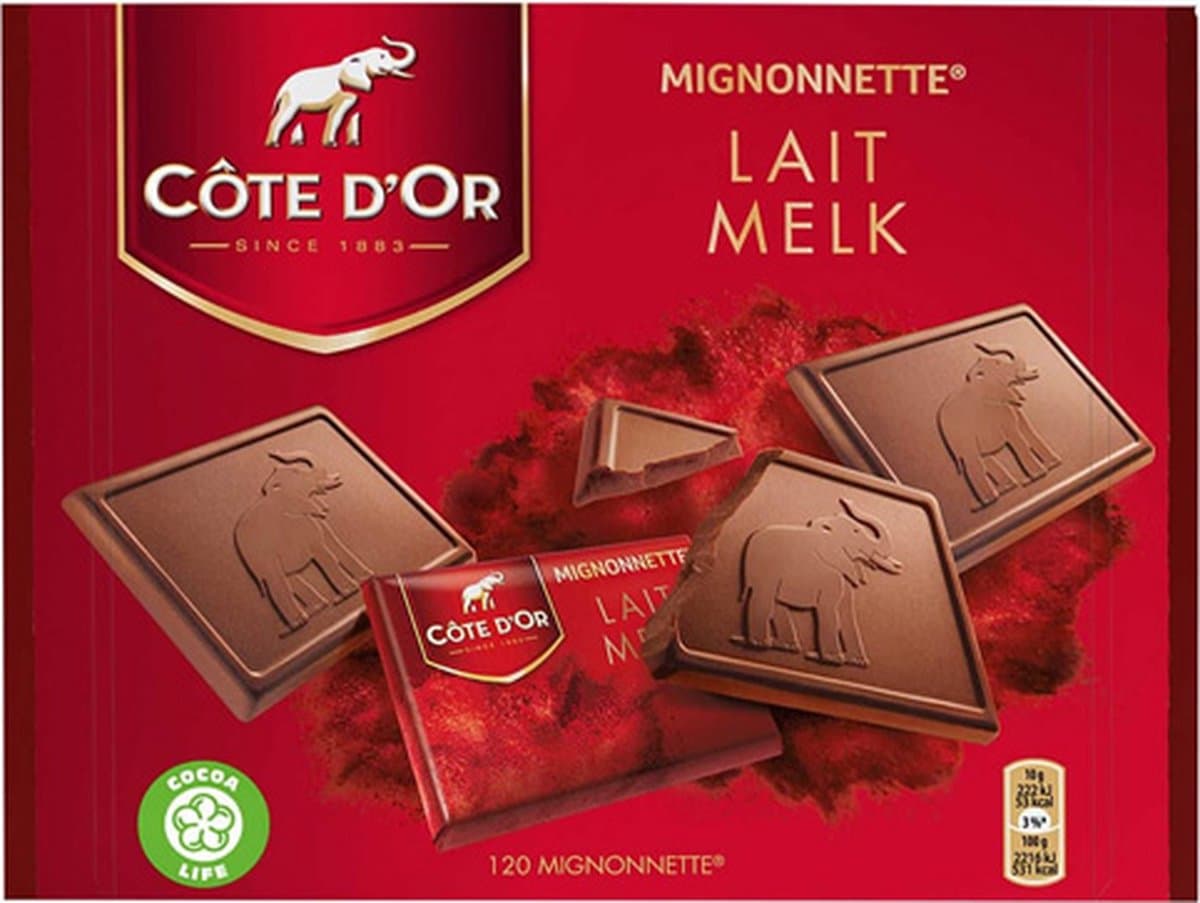 Côte d'Or Mignonnette Melkchocolade - Chocolaatjes Melk 120 x 10g - 1,2KG - Chocoladerepen en Tabletten - Chocolade voor bij de Koffie - Voorraad - Verjaardag Cadeau Vrouw of Man - Geschenkset voor Man en Vrouw (EAN: 7622200007806)