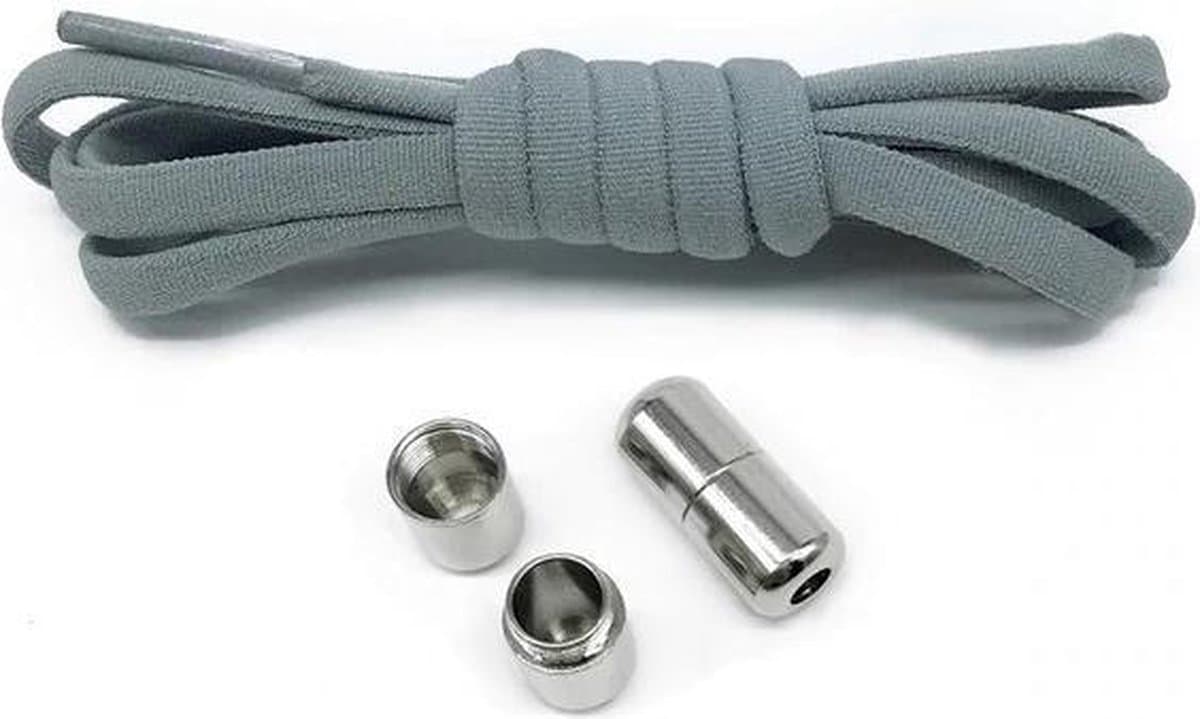veters - (grijs) - niet strikken - elastische veters - no tie - schoenveters - sportveters - rond - schoenveters - kinderveters (EAN: 8720299596535)