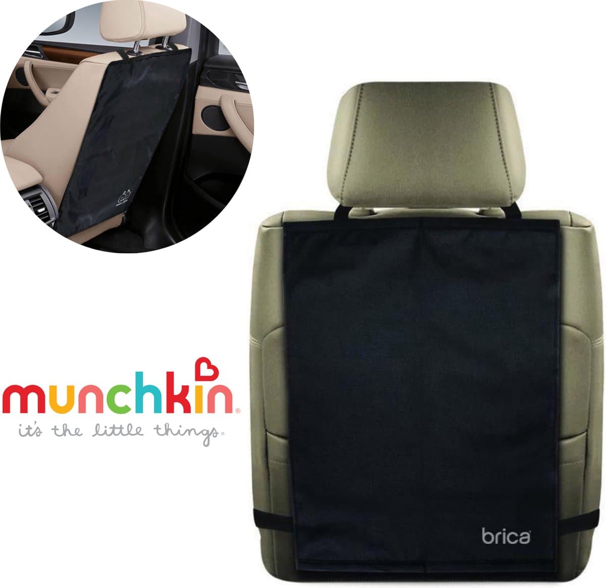 Munchkin Autostoelbeschermer - De luxe kick mats - 2 voorstoelbeschermers - 41,5 cm x 56 cm - Zwart - Voorkomt verschuiven (EAN: 5019090120661)