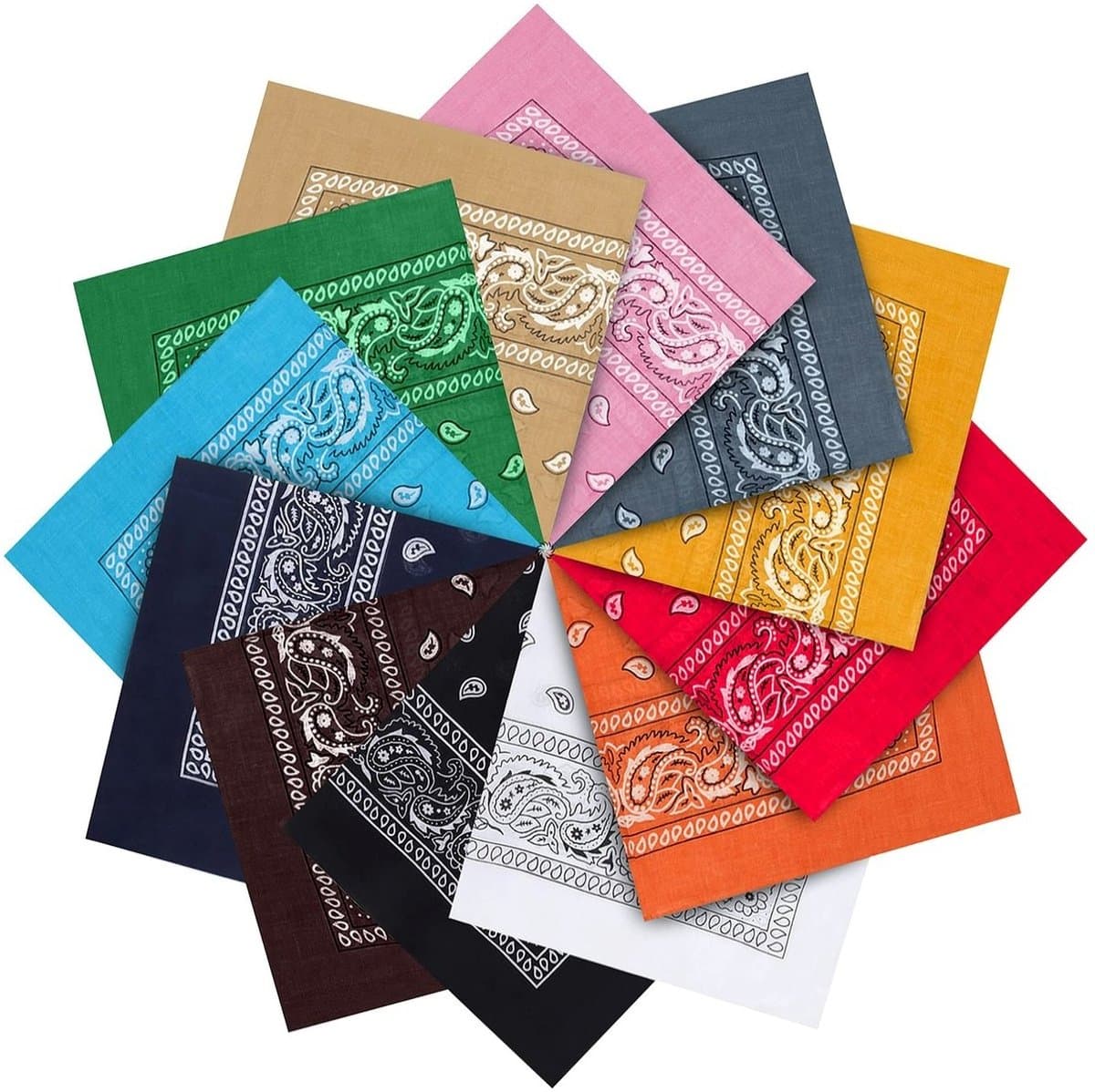 Fako Bijoux Bandana Set - Paisley Bandana's - 12 Stuks Paisley Boeren Zakdoek - Bandana 12 kleuren - Bandana Heren - Dames - 12 stuks (EAN: 8720963229363)