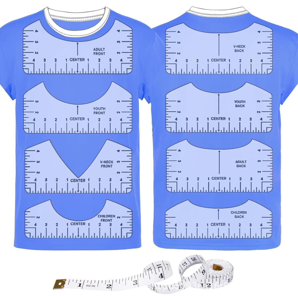 9-delige T-shirt liniaal geleider - V-hals/ronde PVC liniaal met zachte liniaal- T-shirtgids - Kalibratietool - Naai-uitlijntool - voor vinyluitlijning, T-shirtmeet accessoires - transparante (EAN: 8021680014158): Waarom dit setje mijn nieuwe favo...