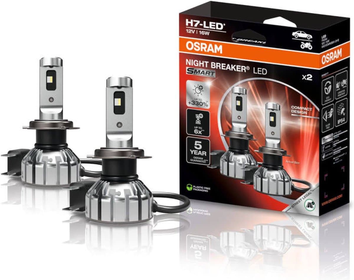 Osram Night Breaker LED Smart H7 ECE-goedgekeurd Set | +330% (EAN: 4062172408332)