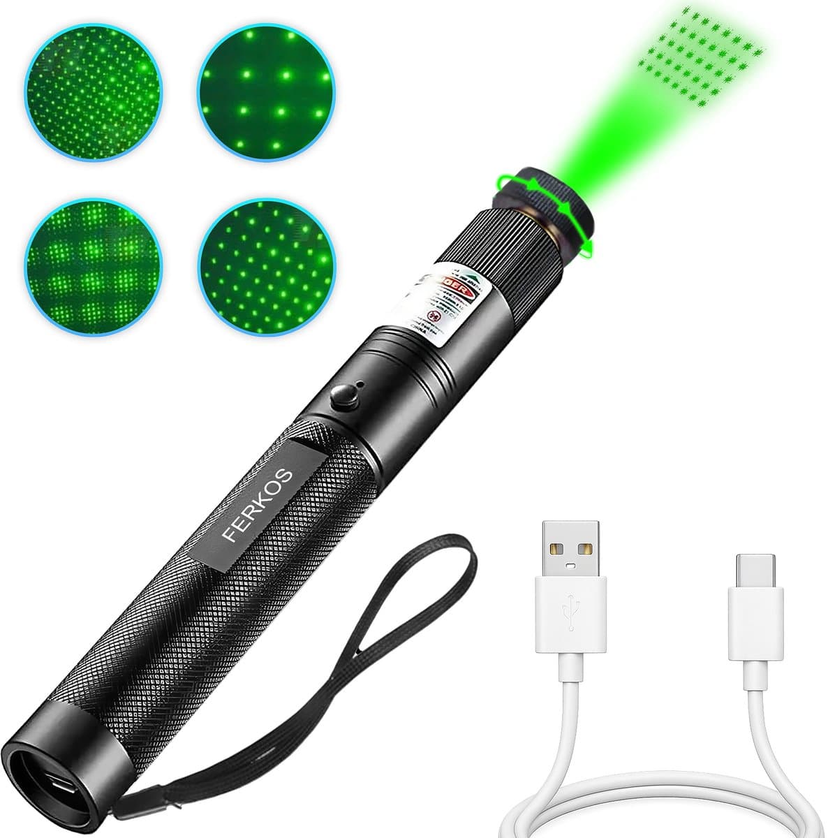 FerKos Professionele Laserpen - USB oplaadbaar - Laserpointer Kat - Laserlampje - Laser - Groen (EAN: 8720892353603)