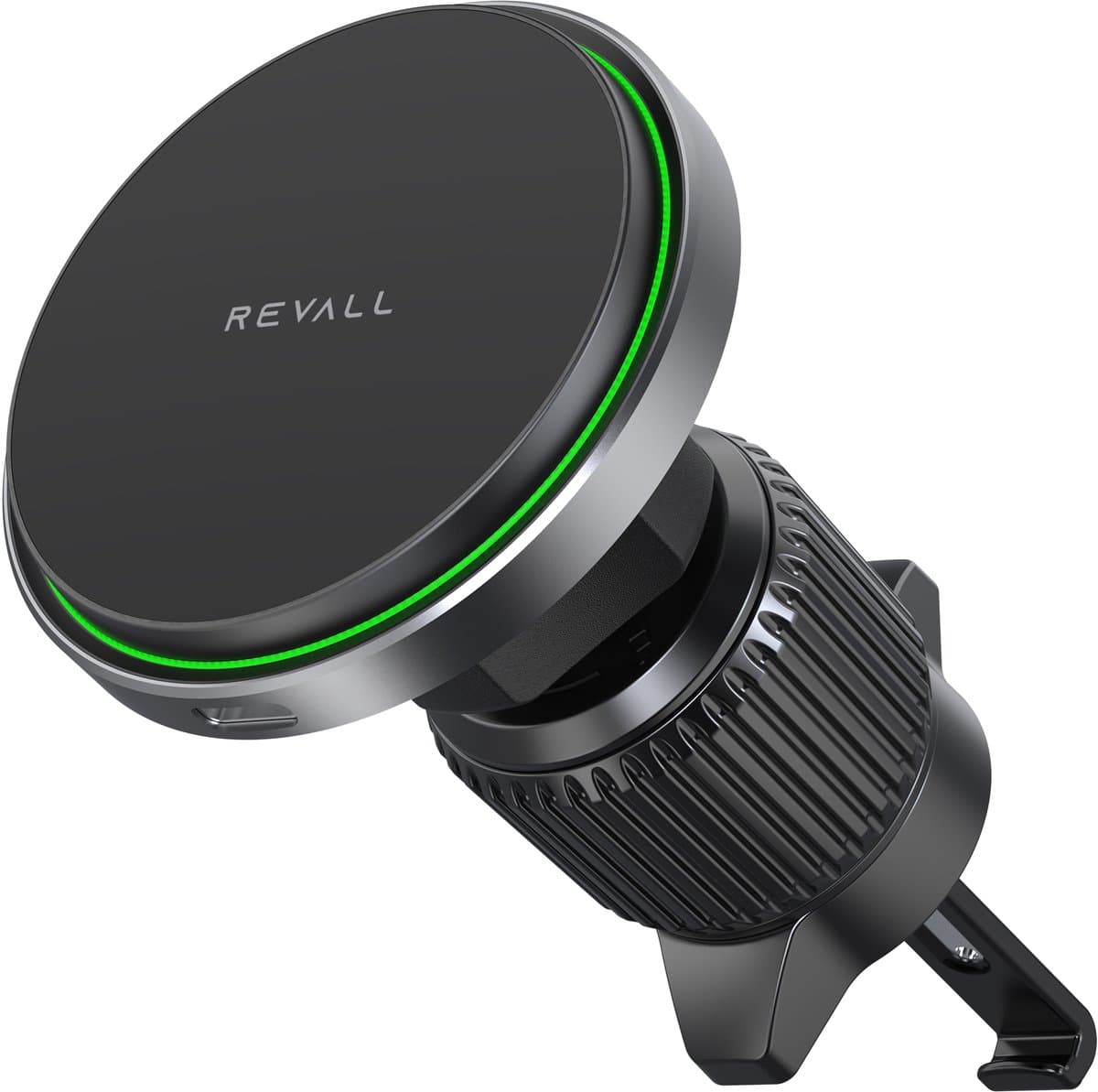 REVALL® Telefoonhouders Auto QI Draadloze Oplader - Geschikt voor Magsafe Autohouder - 15W Wireless Charger - GSM Houder Auto - Ventilatierooster - Space Grey (EAN: 8720256846208)