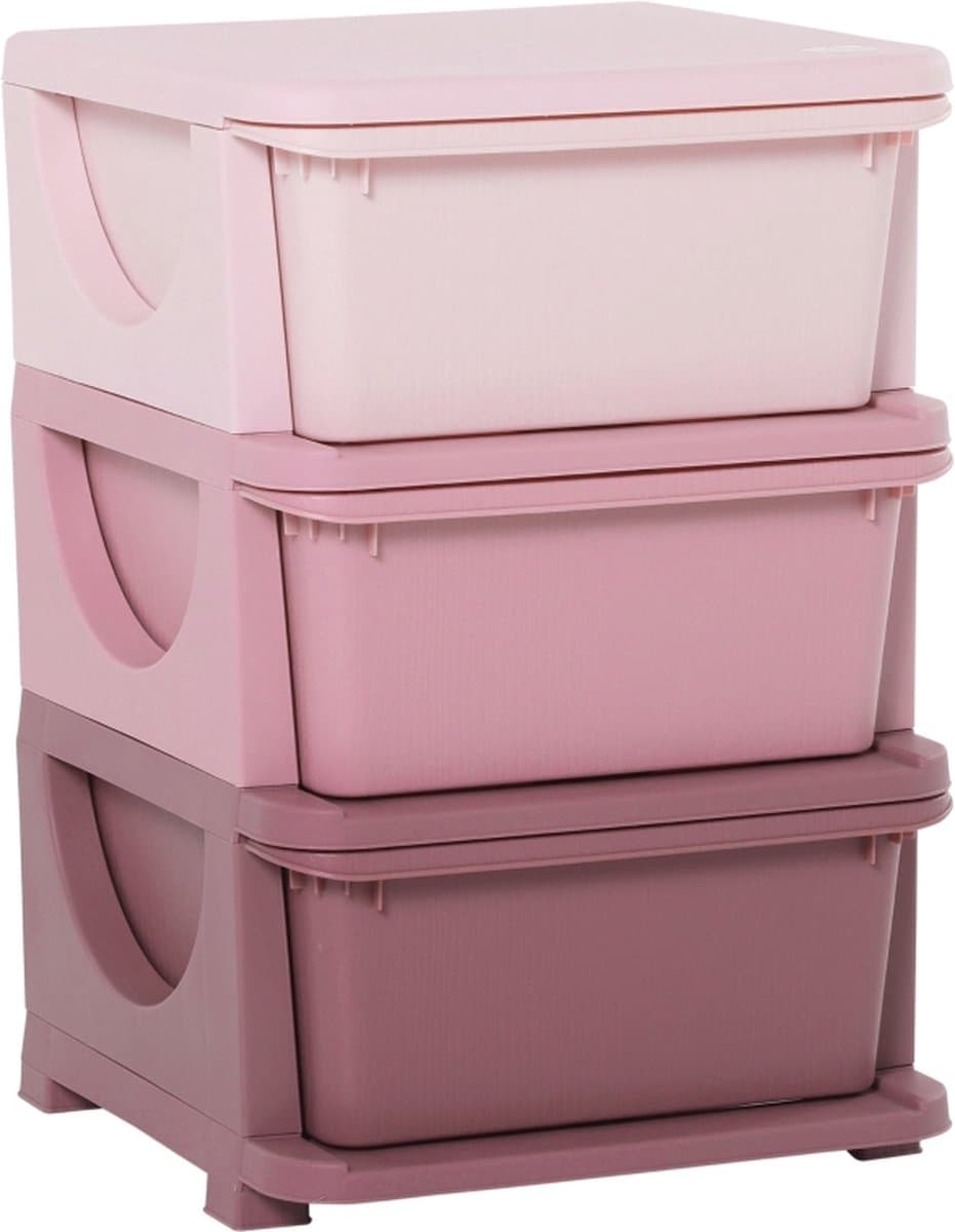 Opbergboxen - Ladekast met opbergdoos - Speelgoed organizer - Speelgoedkast - Roze - 37 x 37 x 56,5 cm (EAN: 8720955360845)