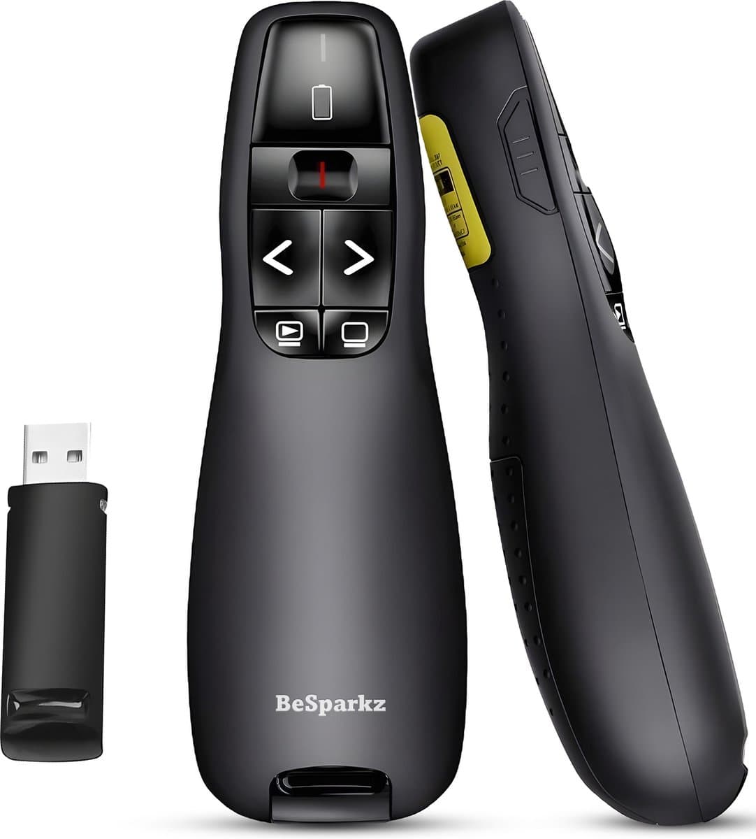 BeSparkz Presentatie Klikker - Draadloze Presenter voor Presentatie - USB Powerpoint Afstandsbediening met Laser Pointer - Zwart (EAN: 8721161120247): 🎤 Een presenter die écht werkt… of niet – Mijn ervaring met de BeSparkz Presentatie‑Klikker