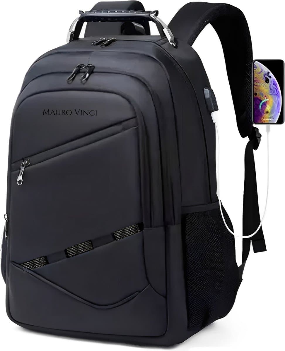 Rugzak 17 inch Laptop – Zwart Carbon – Waterafstotend – USB Oplaadpoort – 36L – Schooltas / Werktas - Mauro Vinci® Ruzo (EAN: 8721022420493): 🎒 Waarom ik deze rugzak uitprobeerde