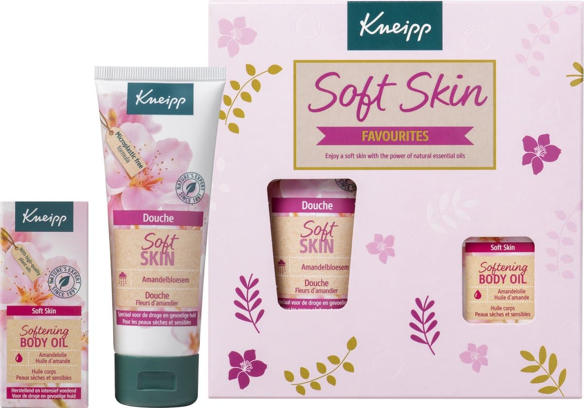 Kneipp Geschenkset - Soft Skin Favourites - Amandelbloesem - Giftset - Cadeauverpakking - Douchegel + Huidolie - 1 st - 200 ml + 20 ml (EAN: 8712585032759)