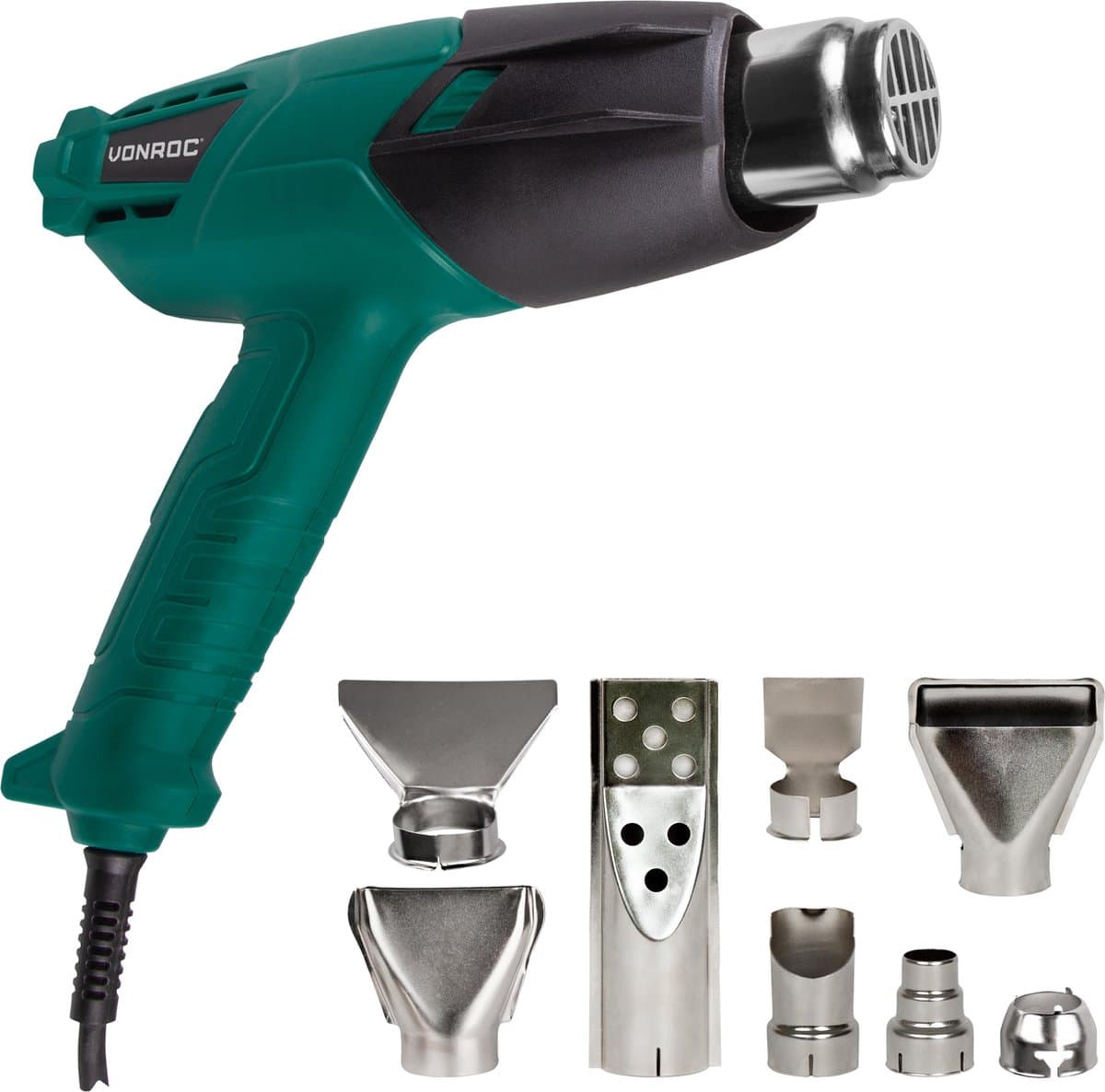 VONROC Heteluchtpistool – Verfafbrander – 2000W – 2 temperatuurstanden – Incl. 8 mondstukken & opbergtas (EAN: 8717479093281): Waarom dit mijn nieuwe beste vriend is in de schuur 🛠️