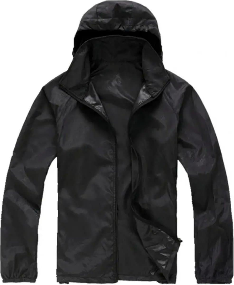 Regenjas - Windstopper Windjack - Jas Opvouwbaar - Waterafstotend - Outdoor - Beschermend Jas - Zwart - Maat L - LOUZIR (EAN: 8720701345072)