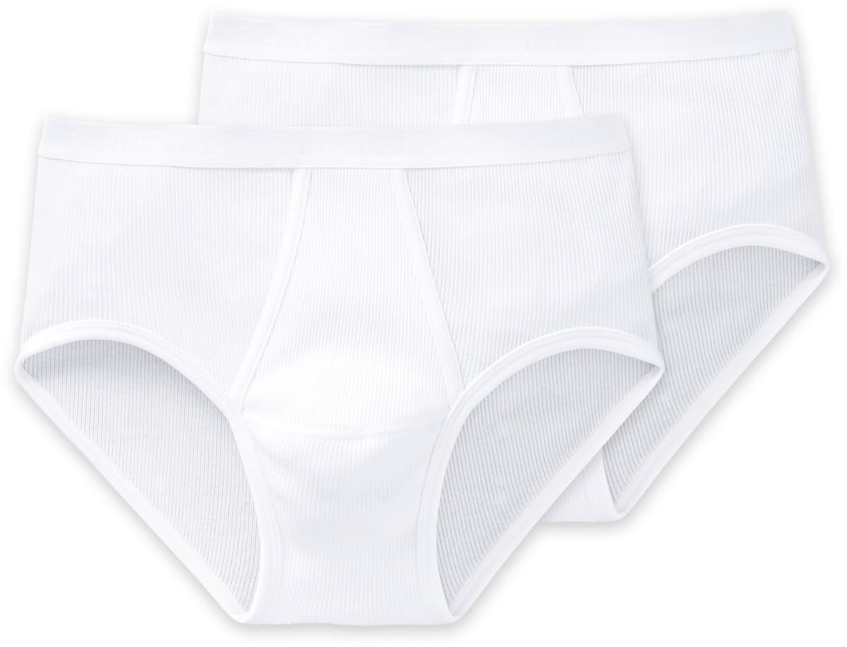 Schiesser Sportslips set van 2 met gulp dubbelrib wit - Original Classics Heren Onderbroek - weiss (EAN: 4007060125687)