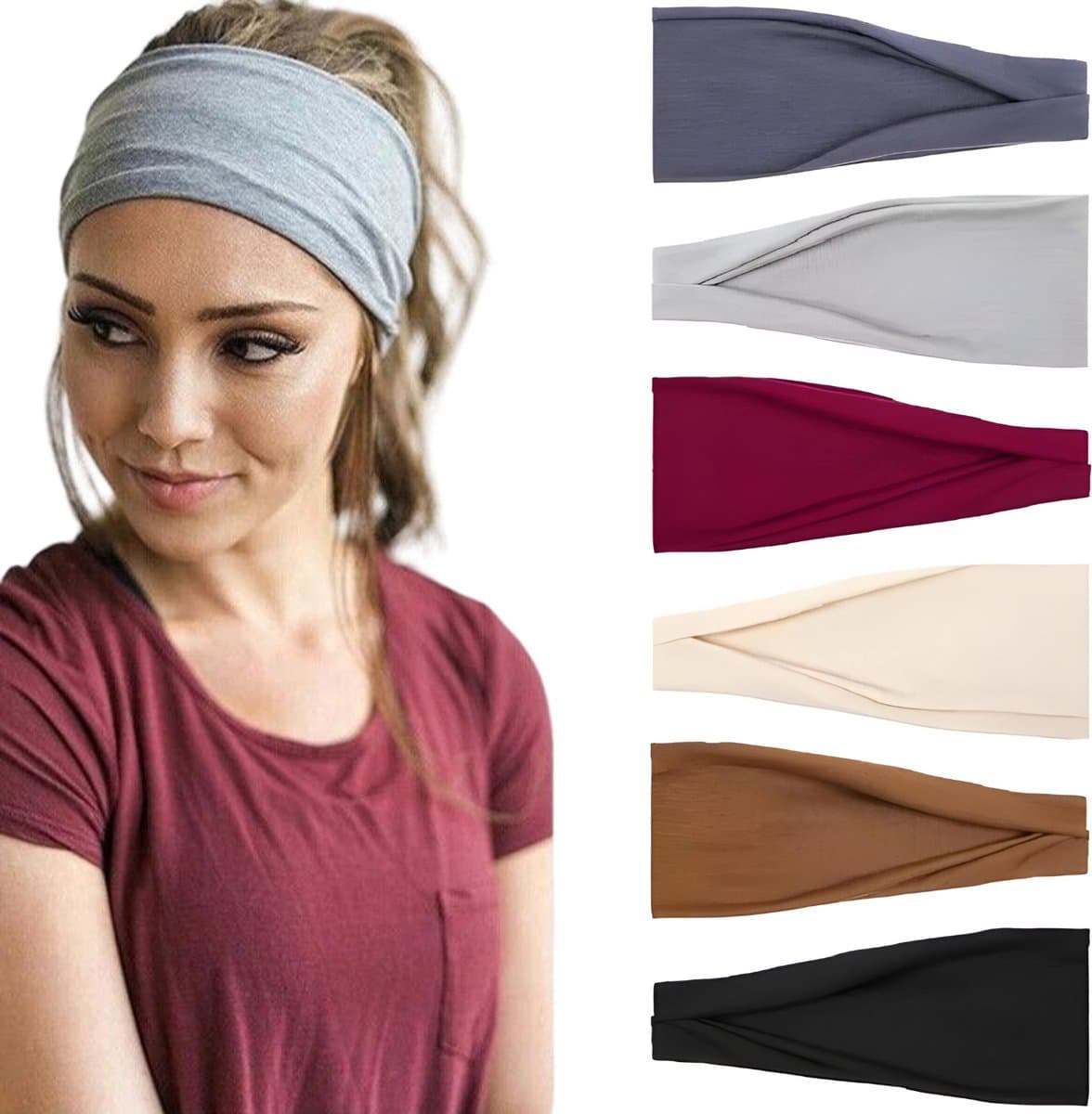 Haarband Dames - 6 Stuks Vouwen Haarbanden Set - Dames haarbanden - Sporthaarband - 6 Kleuren (EAN: 8720865921808)