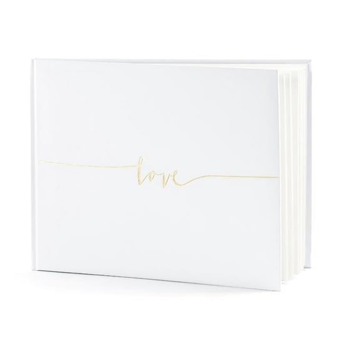 Gastenboek/receptieboek Love - Bruiloft - wit/goud - 24 x 18,5 cm (EAN: 8719538091047)