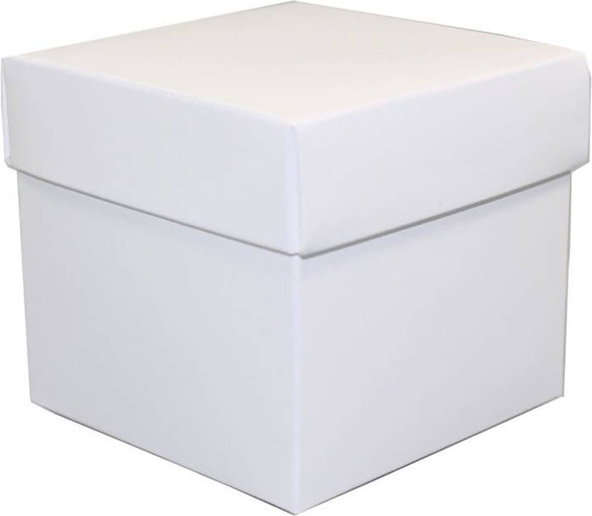 Luxe cadeaudoosje met deksel - wit metallic - 10 x 10 x 10 cm - vierkant - verpakking (EAN: 8719538391260)