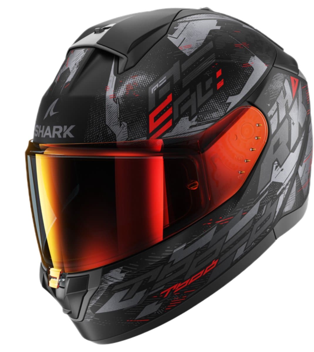 SHARK RIDILL 2 MOLOKAI Mat Black Anthracite Red - Maat L - Integraal helm - Scooter helm - Motorhelm - Zwart - Scooterhelmen mannen en vrouwen. (EAN: 3664836706122)